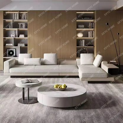 LX cotton and linen concubine fabric sofa light luxury large flat floor living room straight row combination sofa