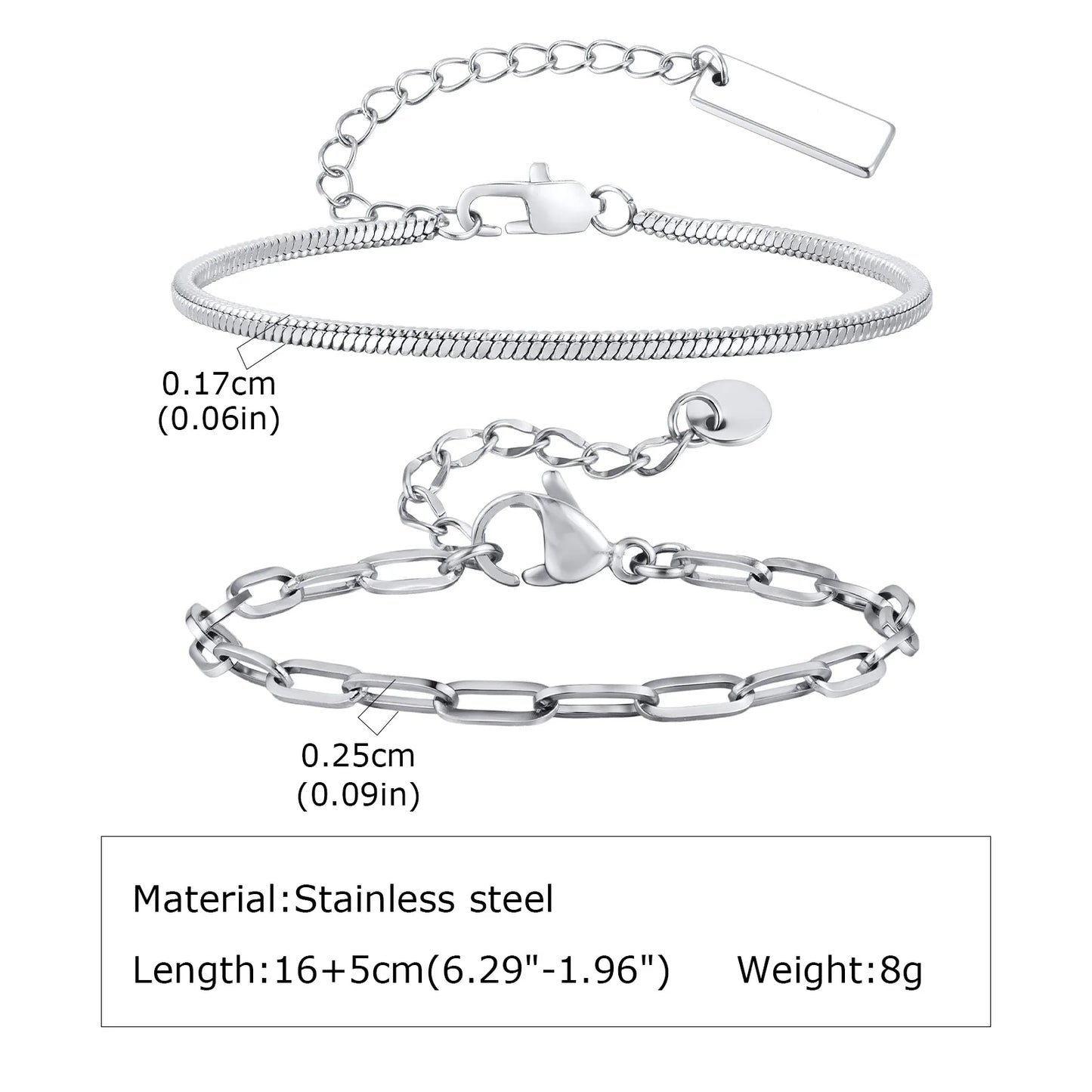 1/2/3pcs Chain Bracelet for, Stainless Steel Twisted Rope Cuban Chain