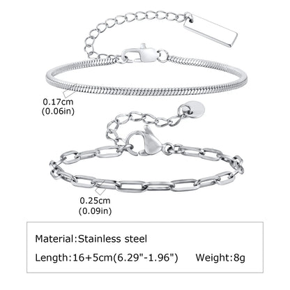 1/2/3pcs Chain Bracelet for, Stainless Steel Twisted Rope Cuban Chain