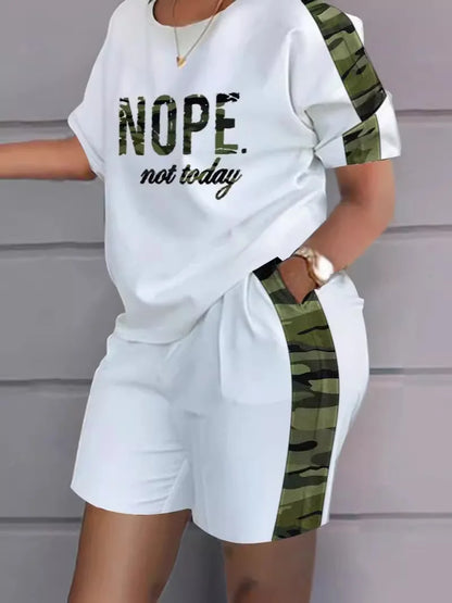 Sexy Women T-shirt Blouses 2 Piece Sets Suit Letter O-neck Backless Tops Pencil Long Pants Set Casual 2 Piece Sets Woman Clothes