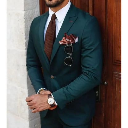 Men's Suit Set 2 Piece Stylish Blazer Pants Business Casual Groom Wedding Party Tuxedo Elegant Formal Slim Fit Male Suit