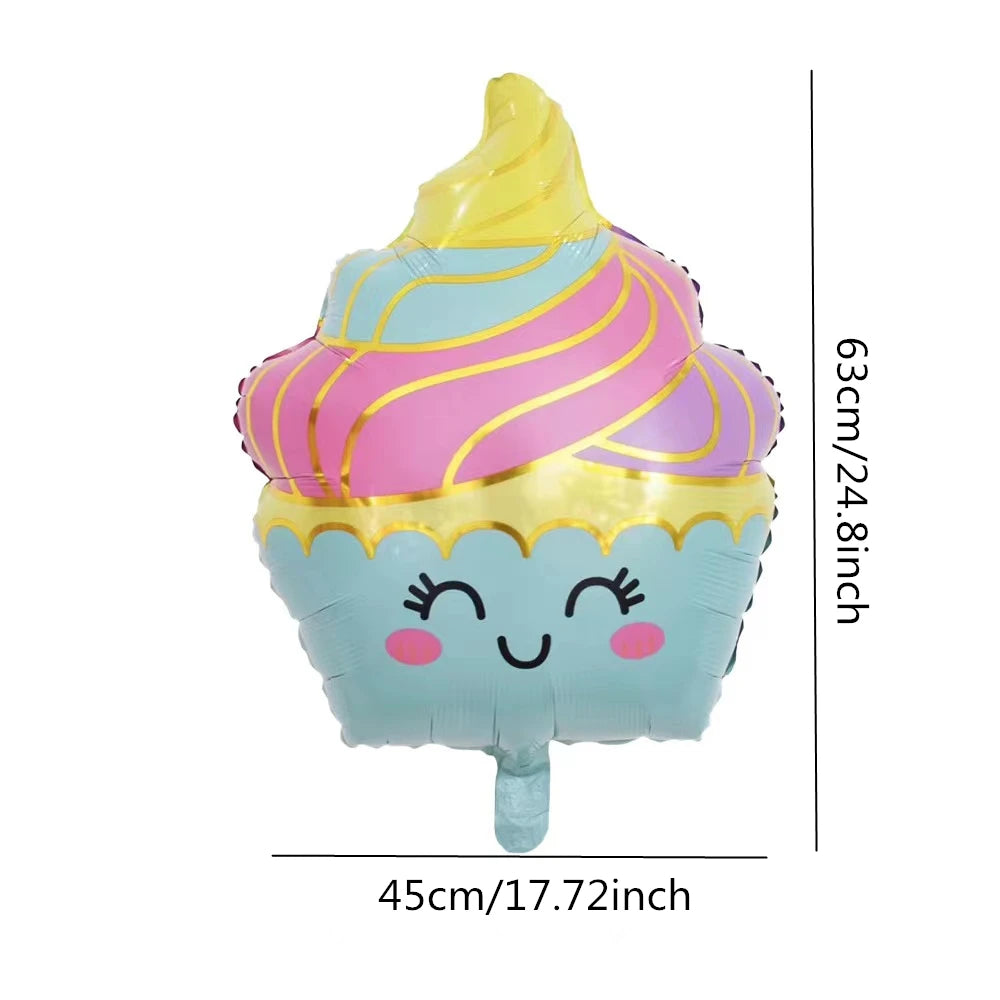 23pcs Summer Cute Ice Cream Candy Ice Cream Aluminum Film Balloon Children's Birthday Party Decoration