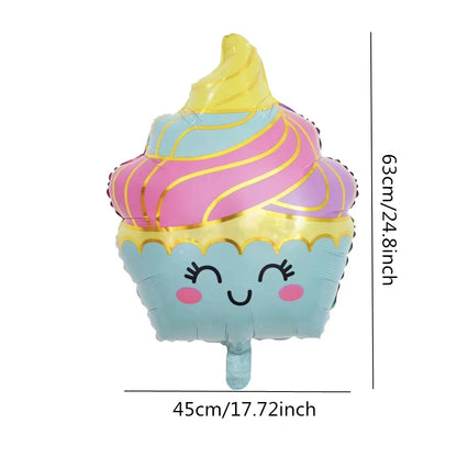 23pcs Summer Cute Ice Cream Candy Ice Cream Aluminum Film Balloon Children's Birthday Party Decoration