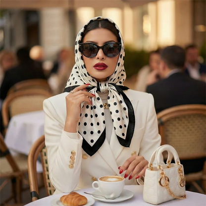 2026 Dot Print Square Scarf For Women Silk Shawl Neckerchief Female Hair Bands Head Wraps Headband Foulard Satin Hijab Bandana