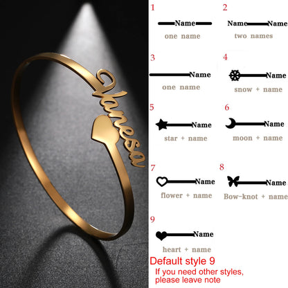 Personalized Name Bracelet for Women Men Custom Jewelry Stainless Steel Customized Bangle Gold Color Arabic Name Birthday Gifts
