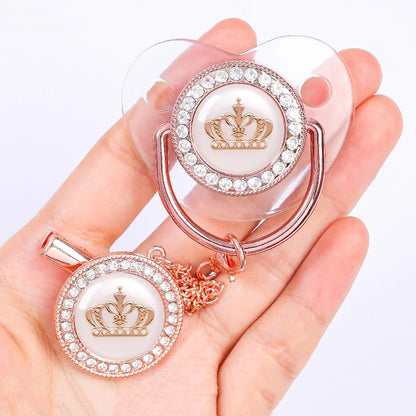 Baby Shower Gifts Baby Pacifier Rhinestone Pacifier Clips Princess Bling BPA Free Silicone Infant Nipple Newborn Baby Soother
