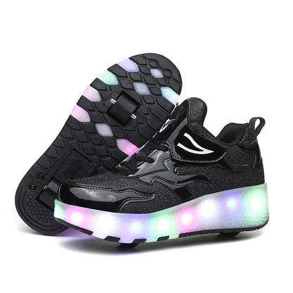 Boys and Girls Roller Skates Tow Wheels Shoes Glowing Light LED Children Fashion Luminous Sport Casual Wheelys Skating Sneakers