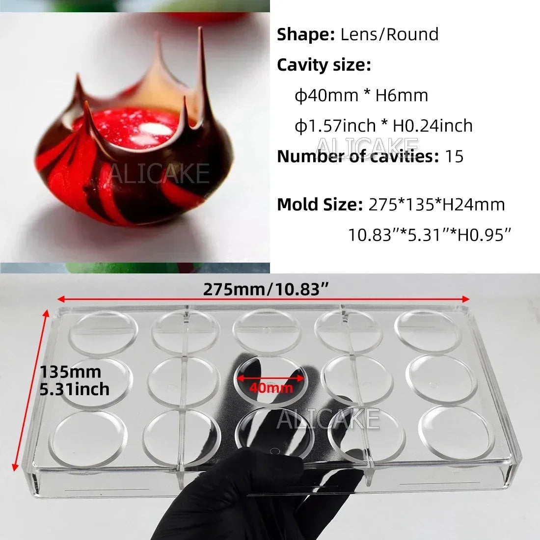1Pcs Chocolate Molds Polycarbonate Candy Flowers Cube Oval Shape Confectionery Pans Trays Acrylic Baking Utensils Pastry Mould