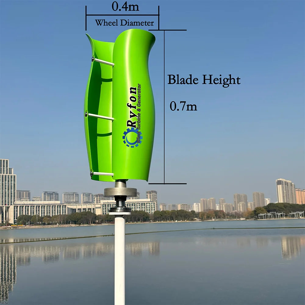 2Blades 5000W 8000W 10KW 24V 48V Vertical Wind Turbine Permanent Magnet Generator 3Phase AC With Hybrid Controller For Home Boat
