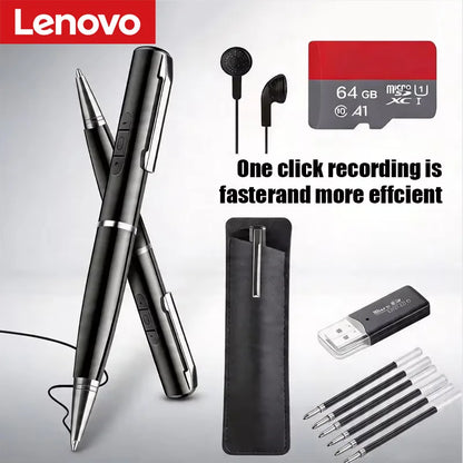 Lenovo New 128GB AI Digital Voice Recorder Pen, Smart Noise Reduction Audio Recorder with Playback & Charging, Writing Pen Style