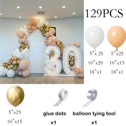 Metallic Gold White Balloons Garland 30th Birthday Party Decor Balloon Arch Kit Wedding Graduation Anniversary Decoration Globos