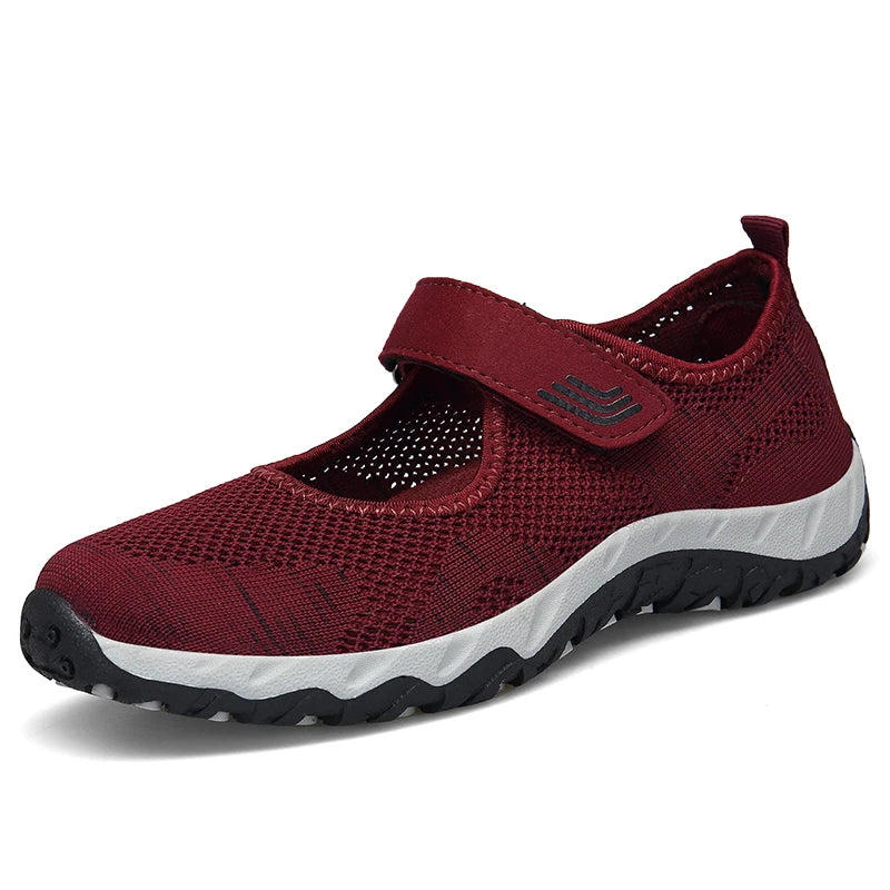 Women's Breathable Walking Shoes Ladies Fashion Mary Jane Sneakers Adjustable Working Nurse Shoes Lightweight Flats Roll
