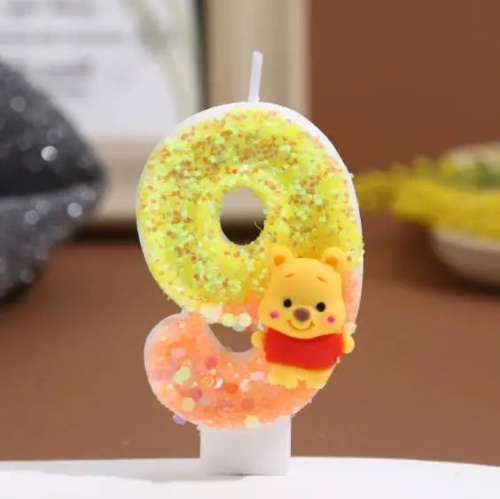 Anime 0-9 Number Candle Cute Winnie the Pooh Candle Cartoon Character Children Party Cake Plug-in Birthday Cake Decoration Gifts