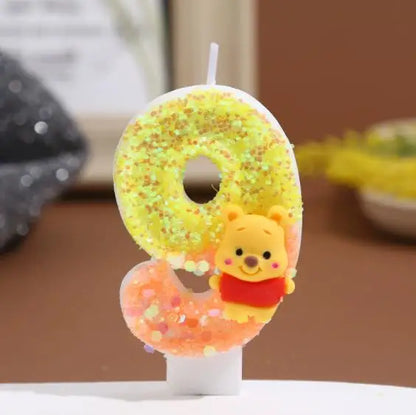 Anime 0-9 Number Candle Cute Winnie the Pooh Candle Cartoon Character Children Party Cake Plug-in Birthday Cake Decoration Gifts