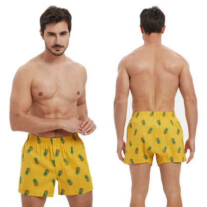 Men's Boxer Shorts Pineapple Lemon Print Panties Cotton Breathable Comfortable Underwear for Men Home Wear Sleepwear Underpants