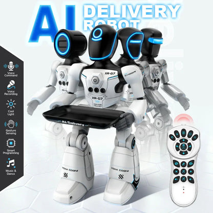 Ai Intelligent Remote Control Robot Programmable Early Education Voice Control Interactive Companion Delivery Robot Toy Gifit