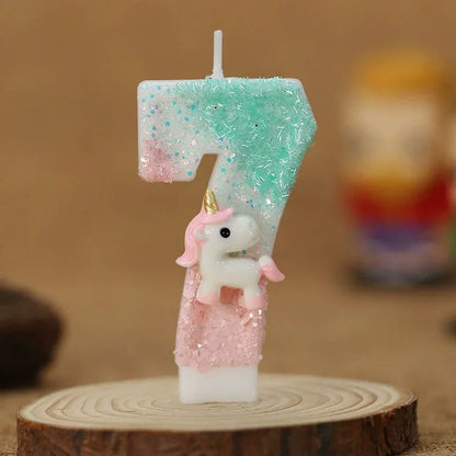 Birthday Candle 0-9 Number Birthday Party Cake Candle Pink Unicorn Birthday Candles for Cake Blue Children's Birthday Decor