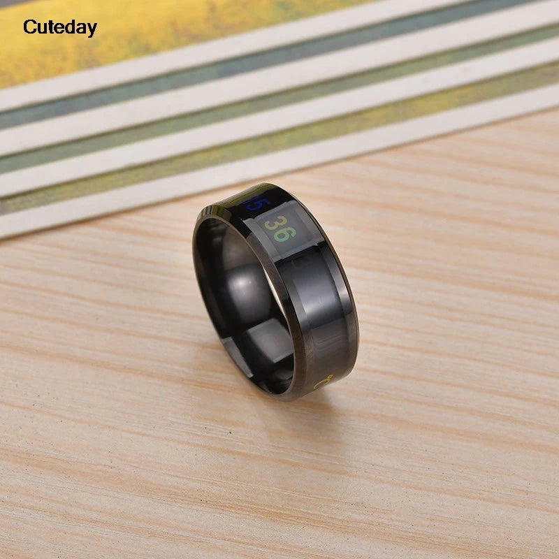 Temperature Ring Titanium Steel Mood Emotion Feeling Intelligent Temperature Sensitive Rings for Women Men Waterproof Jewelry