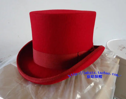 100% Wool Magic Top Hat & President Derby, Felt Jazz Cap & Equestrian Style, Gentleman Formal Hat Collection