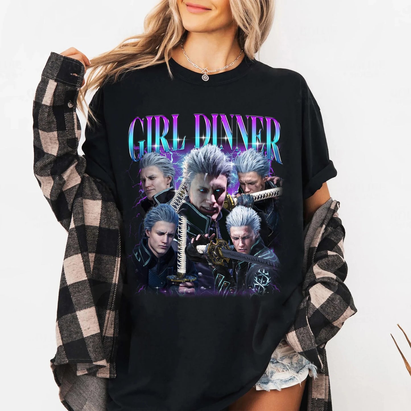 Devil May Cry Vergil Printed Women's T-shirt Fashion Trend Top Spring/Summer Pure Cotton Unisex Short Sleeve T-shirt