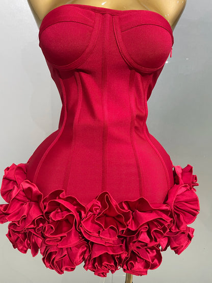 2025 Sexy Evening Bandage Dress Strapless Bodycon Flowers Mini Celebrity Women Birthday Party Dress Photo Shoot Nightclub Outfit