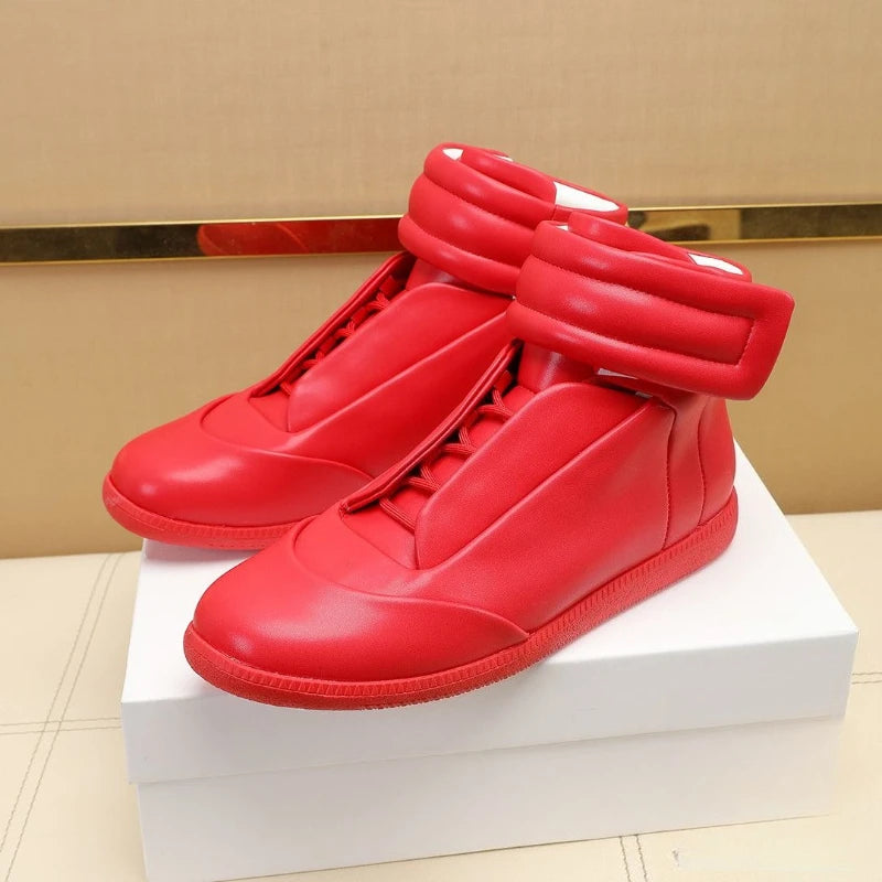 Men's High Top Casual Shoes Flats Premium Shoes For Man High Quality Leather Trainers Sneakers Hook & Loop Outdoor Ankle Boots