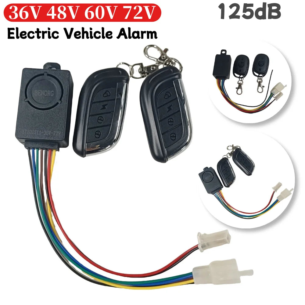 E-bike Alarm System 48V 60V 72V with Two Switches for Electric Bicycle Tricycle Brushless Controller Supplies