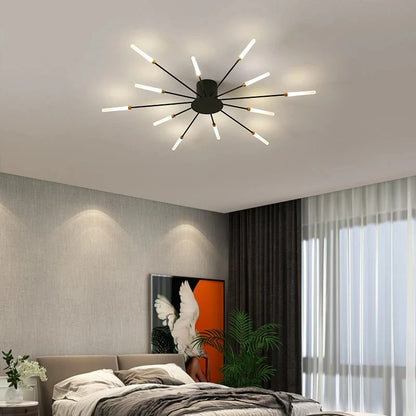 Multi-Head LED Ceiling Light | Black & Gold-Tone Surface Mount | Living Rooms, Dining Rooms & Bedrooms