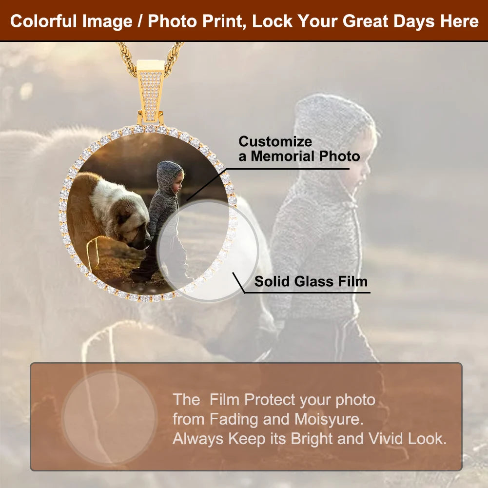 Custom Made Big Photo Medallions 18k Gold Necklace Pendant Iced Out Cuban Men Hip Hop Picture Jewelry Gift Can Free Custom Logo
