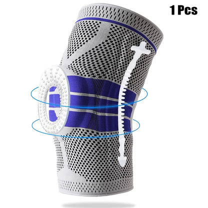 Silicone Padded Knee Pads Supports Brace Basketball Fitness Meniscus Patella Protection Kneepads Sports Safety Knee Sleeves