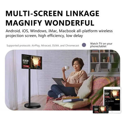 Rollable Smart Touch Screen Wireless Wifi Android 12 Gaming Monitor 21.5 Inch Camera Built-in Rechargeable Smart Portable Tv