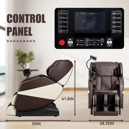 2026 Zero Gravity Full Body Massage Chair Recliner with 10 Rollers Airbags Heating Foot Massage Bluetooth Speaker, Custom