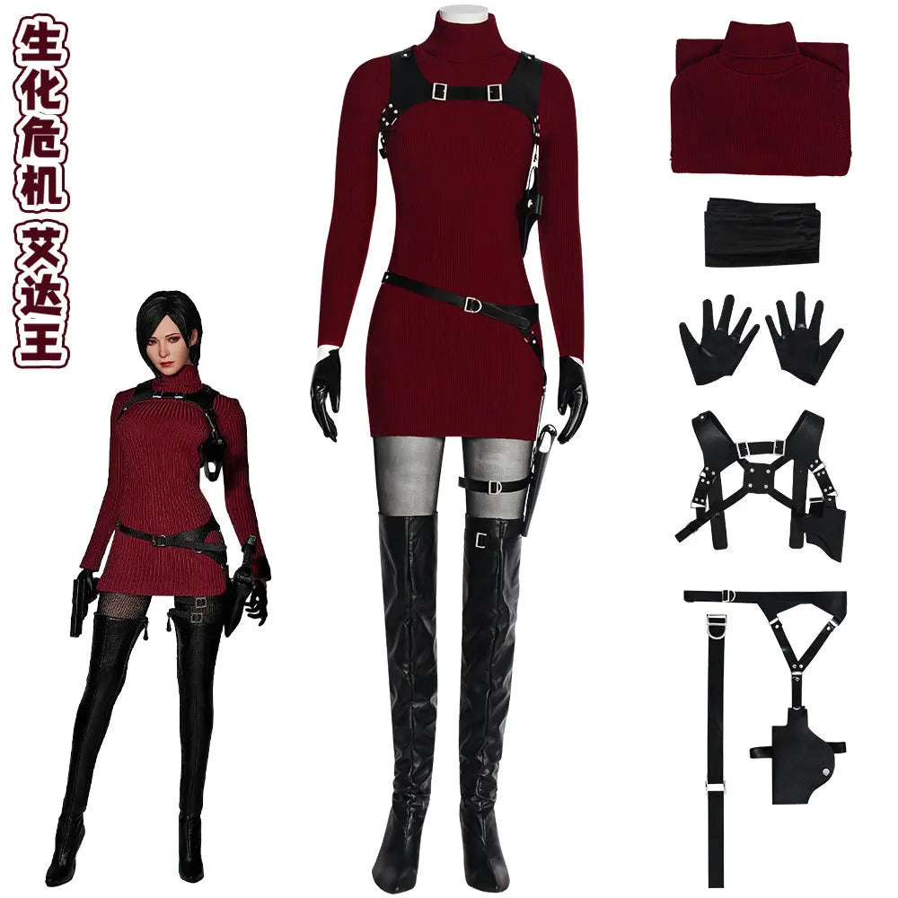 Horror Game Movie Resident Evil 4 Ada Wong Cosplay Full Set Same Style Outfit Halloween Carnival Comic Con Stage Cosplay Suit