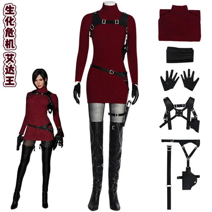 Horror Game Movie Resident Evil 4 Ada Wong Cosplay Full Set Same Style Outfit Halloween Carnival Comic Con Stage Cosplay Suit