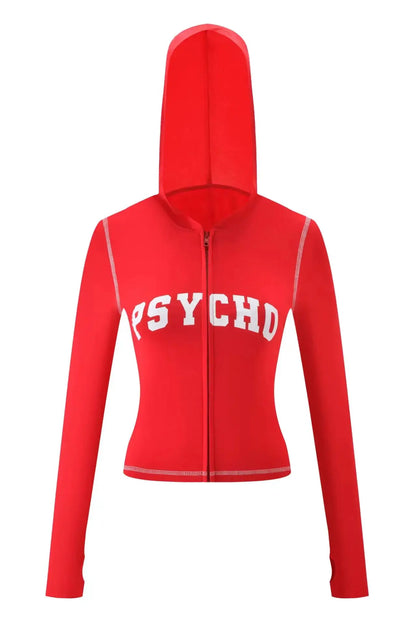 GIA Front Shoulder Slim Fit Jacket Pants Set with Letter Print Design Hooded Zipper Snake Pattern Short Fit Streetwear