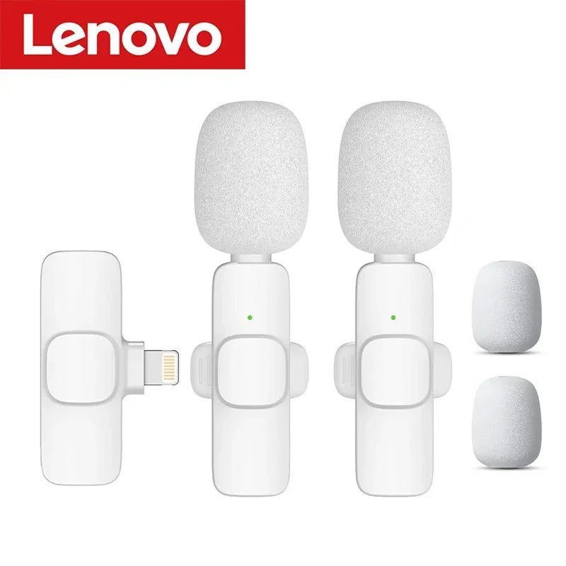 Lenovo 2026 Wireless Lavalier Microphone AI Noise Cancelling For iPhone Android Live Stream Gaming Vlog Plug & Play Receiver