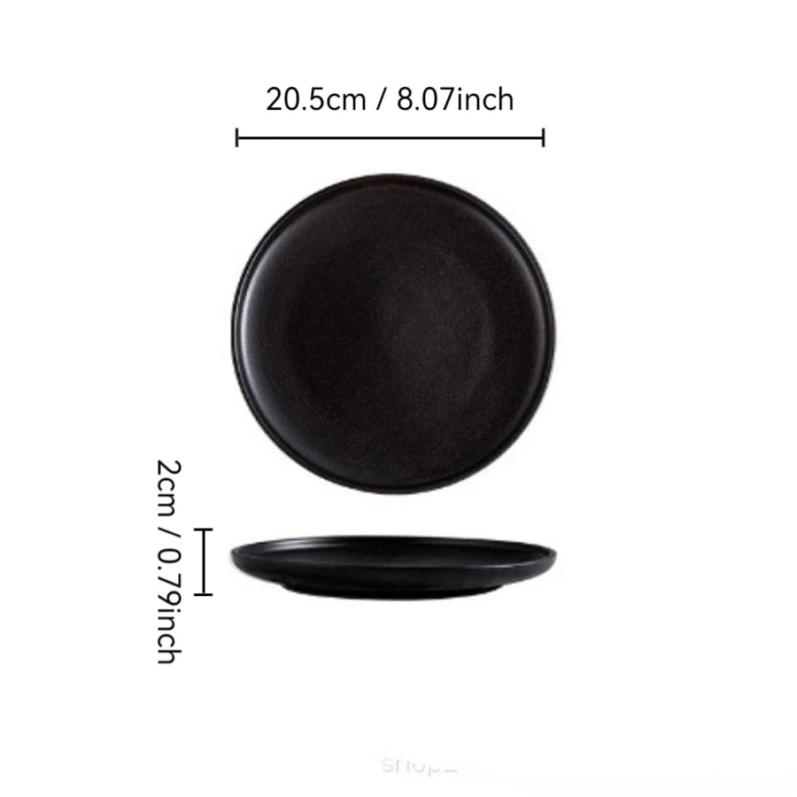 Ceramics Plate Set Home Black Plates Dishes Japanese Style Dinnerware Set Kitchen Decoration Steak Western Food Breakfast Plates