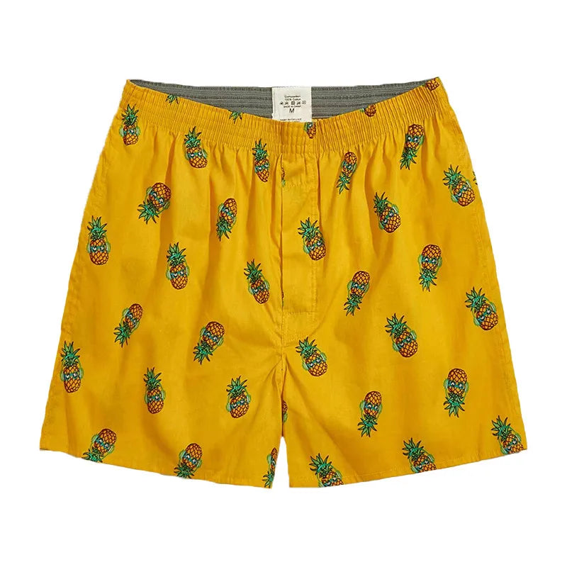 Men's Boxer Shorts Pineapple Lemon Print Panties Cotton Breathable Comfortable Underwear for Men Home Wear Sleepwear Underpants
