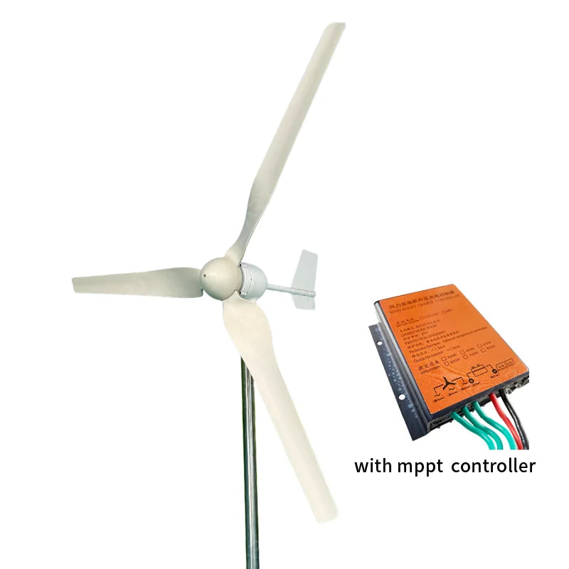 Low Noise 4KW Horizontal Axis Wind Power Generator 24V 48V Built‑in MPPT Controller Small Home Wind Energy System From factory