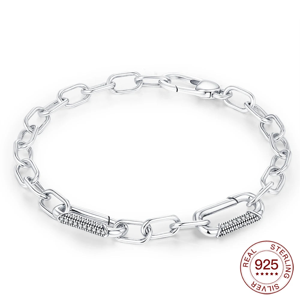 New Bracelet 925 Sterling Silver Diamond Clasp Me Bracelet Charm Beaded Women DIY Jewelry Make Holiday Hot Gifts