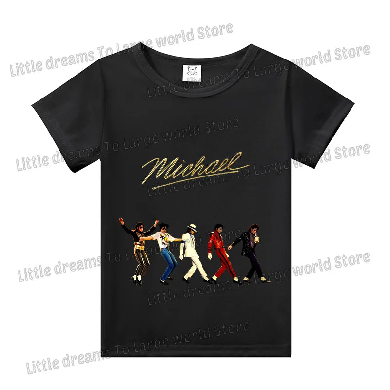 Michael Jackson T-shirt Children Clothing Singer Printed Cotton Tops Boy Girl MJ Summer Tee Shirts Casual Clothes Birthday Gift
