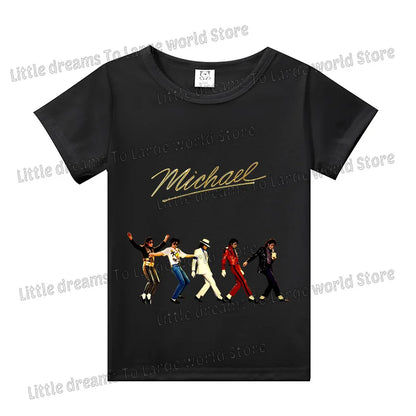 Michael Jackson T-shirt Children Clothing Singer Printed Cotton Tops Boy Girl MJ Summer Tee Shirts Casual Clothes Birthday Gift