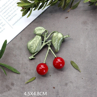 Creative Handmade Exquisite Green Plant Brooch Corsage Woman Retro Pearl Brooches Coat Accessories Jewelry