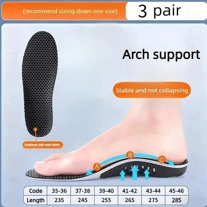 Orthotic Arch Support Sports Insoles 1 Pair Shock Absorbing Graphene Antibacterial Anti-Odor Shoe Pads Foot Pain Relief Running