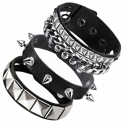4pcs/set Gothic Punk Rock Square Rivet Bracelet Daily and Party Gothic