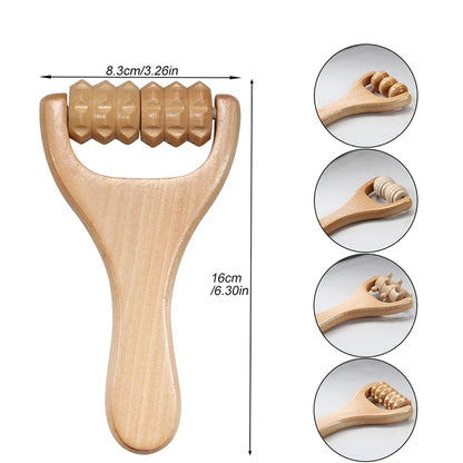 1Pcs  Wooden Massage Roller, Multi-Functional Body Roller for Cellulite Reduction, Eases Muscle Tension ,Natural Muscle Roller