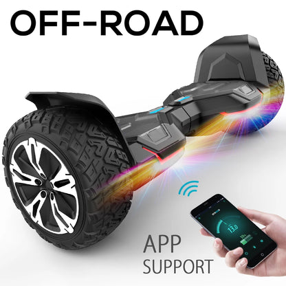 GYROSHOES Warrior 8.5'' All-Terrain Hoverboard for Kids & Adults, Dual 350W Motors Off-Road Self-Balancing Scooter, 10 MPH Max Speed, 265 lbs Capacity, UL2272 & CPC Certified, Bluetooth Speaker, LED Lights