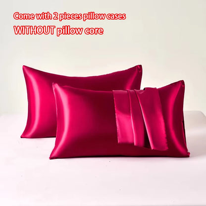 Polyester Satin Pillowcase Set | Two Covers with Envelope Closure | Bedroom & Guest Room