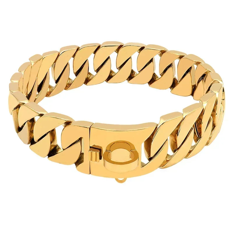 32MM Wide Strong Metal Dog Chain Collars Stainless Steel Dog Choker Pitbull Gold Dog Necklace For Large Dogs