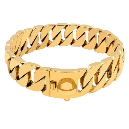32MM Wide Strong Metal Dog Chain Collars Stainless Steel Dog Choker Pitbull Gold Dog Necklace For Large Dogs
